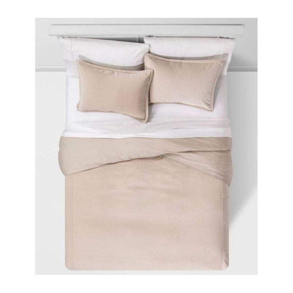 Threshold Beige/Tan Cotton Velvet Duvet Cover Set